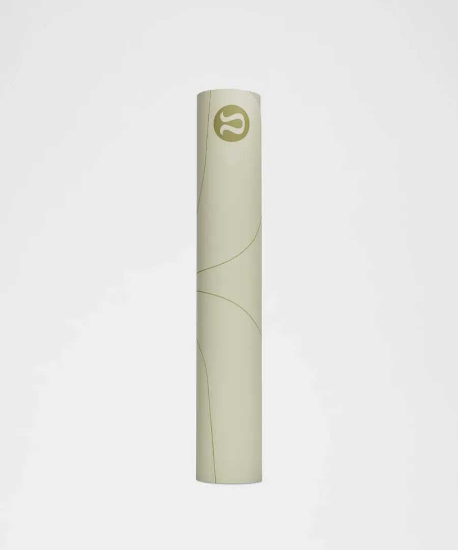 lululemon Align Yoga Mat 5mm in Meadow Haze, rolled and standing, showing the lululemon logo